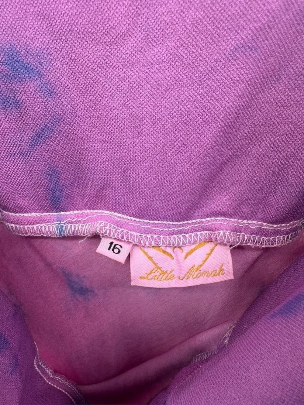 Vintage 90s Monah Li Tie-Dye Silk Slip Dress With Lace Velvet Pink & Purple - Picture 2 of 16